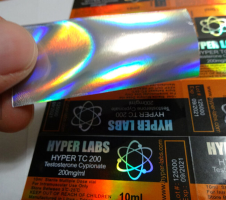 l'adhésif de laser de la fiole 10ml marque la coutume de paquet de fiole d'autocollant d'hologramme imperméable