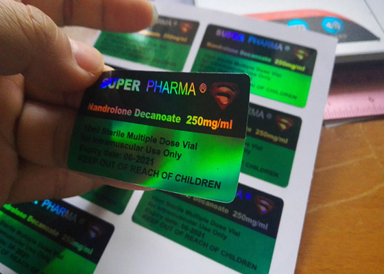 Les labels de fiole de l'hologramme 10ml/bouteille en verre faits sur commande de pharmacie marque Pharma superbe Deisgn