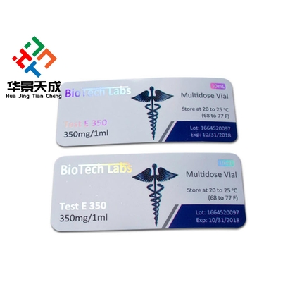 Étiquettes RX 10 ml Vial Feuille d' argent Metallisation d' autocollant d'impression Avec service de conception gratuit
