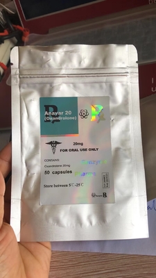 Étiquette personnalisée de flacon privé Anavar Aluminium ZipLock Poche avec Hologramme d'autocollant d'étiquette
