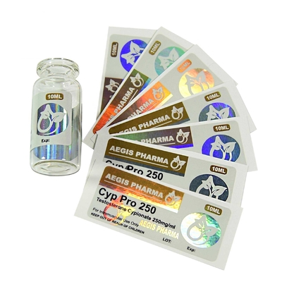 Cyp 250 mg Autocollant à rayures Holographique Étiquette imprimée sur mesure Étiquettes de flacon de 10 ml