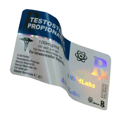 Design gratuit Bodybuilding sur mesure SUS 250 Étiquettes de flacons anabolisants injectables Boîtes UV PVC brillant PP Autocollant adhésif holographique