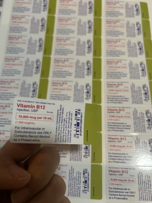 Étiquettes d'huile d'injection adhésive pour vitamine B12 personnalisée pour bouteille en verre de 10 ml