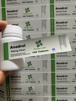Anadrol Comprimés oraux Étiquettes PAPER/PET/PVC Matériau pour les bouteilles en plastique de 50 mg