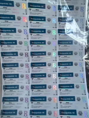 Étiquettes de flacons en verre de peptide de tirzépatide 40 mg avec conception personnalisée