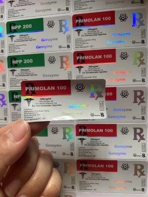 Étiquettes de flacon de 10 ml Sust 400 avec effet hologramme lumineux au laser PET