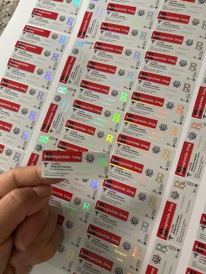 Étiquette du flacon de semaglutide de 1 mg 5x2 cm Hologramme effet laser 2 ml 3 ml Étiquette du flacon