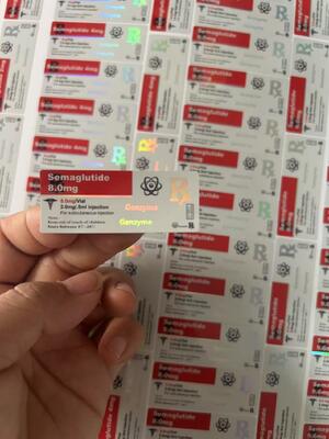 Étiquettes de petits flacons de sémaglutide 1 mg, effet hologramme laser 5x2 cm, étiquettes pour flacons de 2 ml et 3 ml