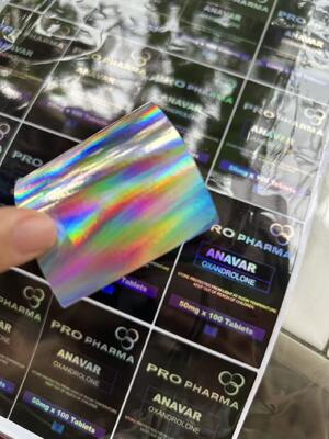 Anavar 50 mg x 100 pilules Comprimés Étiquettes laser PET Autocollants U Pour sacs à fermeture à glissière en aluminium
