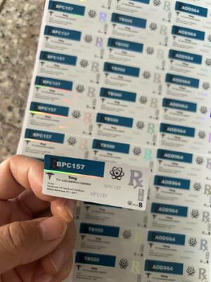 Étiquettes de flacons de peptides Aod964 10mg, matériau PET laser, flacons de 2 ml