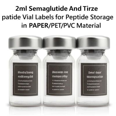 Étiquettes de flacons de 2 ml de sémaglutide et de tirzépatide pour le stockage des peptides en PAPER/ PET/ PVC