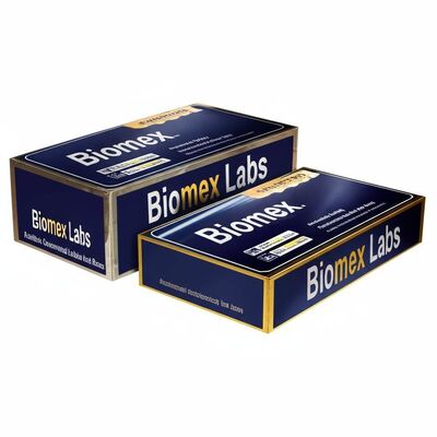 Labels anaboliques et boîtes adaptés aux besoins du client d'archives de laboratoires de Biomex brillants
