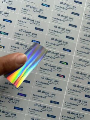 Étiquettes du flacon GHK-CU 5MG avec effet laser