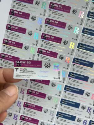 Étiquettes des petits flacons de 10 mg