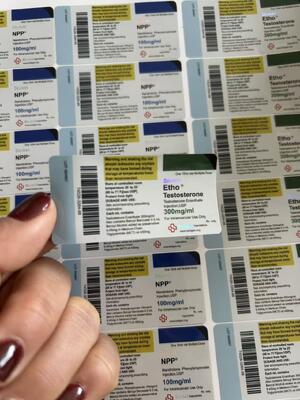 Tre Acétate 100 mg 6x3 cm Convient pour les flacons en verre de 10 ml