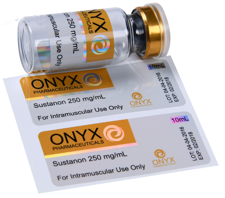 Design gratuit Bodybuilding sur mesure SUS 250 Étiquettes de flacons anabolisants injectables Boîtes UV PVC brillant PP Autocollant adhésif holographique