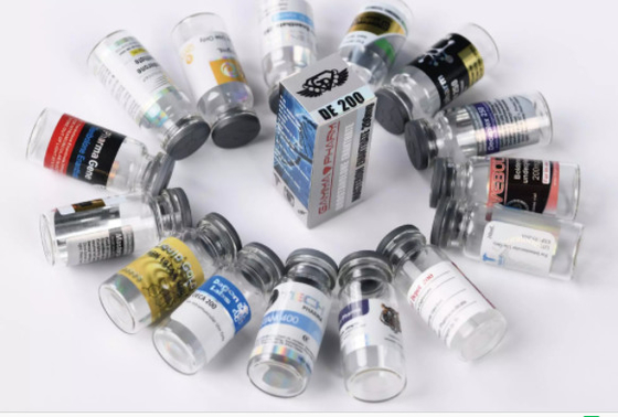 Étiquettes de flacon de 10 ml multidose à finition brillante/matte pour les récipients en verre à décanoate de nanolone de forme carrée