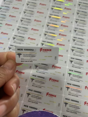 Custom Glass Vial Labels for HCG 10000 and Other Peptide Products Laser Hologram PET Material