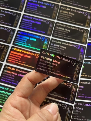 Clomid 50 mg Étiquettes personnalisées pour bouteilles en plastique, étiquettes pour flacons avec fond noir