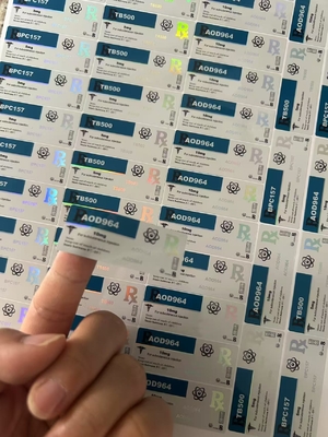 AOD964 Étiquettes de flacons en verre de 3 ml avec hologramme PET Materail Laser Effets lumineux