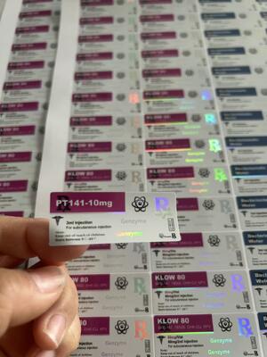 Étiquettes des petits flacons de 10 mg