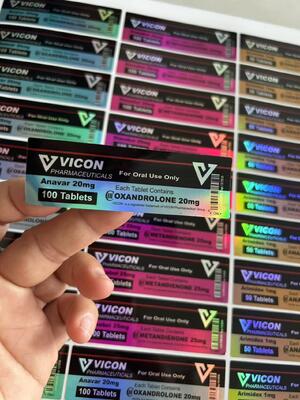 Anavar 20 mg 100 capsules Adhésifs pour bouteilles de médicaments avec effet laser