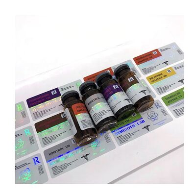 Labels de fiole en verre d'impression métallique d'aluminium argenté pour la fiole de dose multiple d'injection de laboratoire