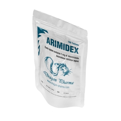 Bouteille de pilule d'Arimidex 1mg et labels faits sur commande de sacs