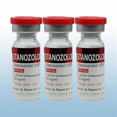 Étiquettes faites sur commande de fiole de LA Pharma Winstrol 10ml avec le dessus rouge d'effet de laser